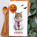 Pet Mom,Art Design,Playful,Halloween,Gift For Mother,Pet Lovers,Photo - Halloween Theme Accessories 3D Cartoon - Custom Photo 3D Halloween Themed Pet Spooky Costume Gift For Pet Lovers - Personalized Kitchen Towel