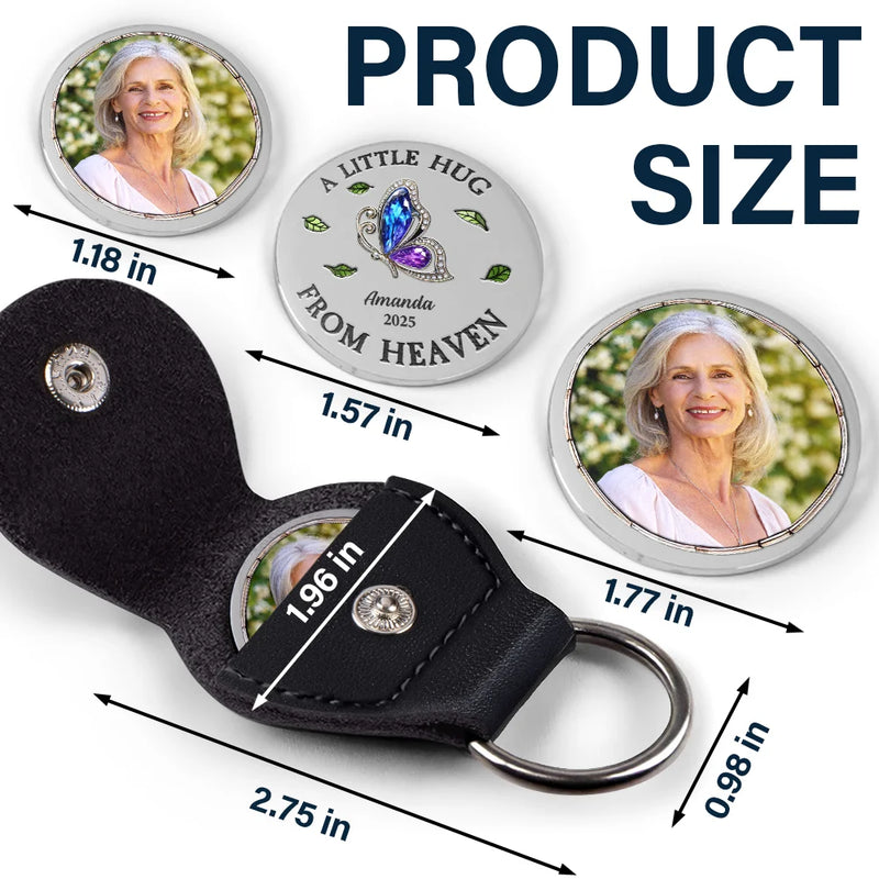 Custom Photo A Little Hug From Heaven - Personalized Leather Pocket Hug
