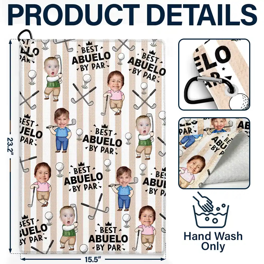 Gift For Father,Humorous,Custom Photo,Golf,Cut-Face Photo - Custom Photo Best Dad By Par Funny Kid Stripe - Personalized Golf Towel