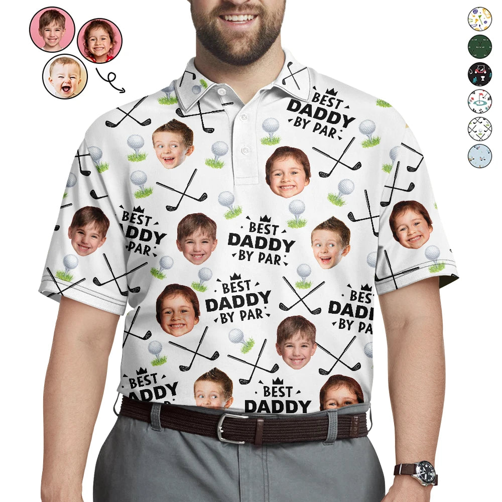 Custom Photo Best Daddy By Par Golf Lover - Personalized Polo Shirt
