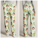 Playful,Custom Photo,Gift For Mother,Cut-Face Photo - Custom Photo Best Mom Ever Colorful Stripes Pattern - Personalized Pajama Pants