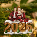 Custom Photo Christmas Family - Personalized Custom Shaped Wooden Ornament