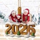 Custom Photo Christmas Family - Personalized Custom Shaped Wooden Ornament