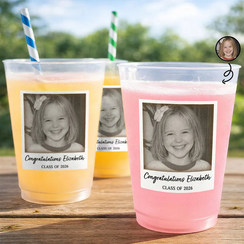 Gift For Women,Gift For Men,Graduation,Custom Photo,Happy,Gift For Yourself,Photo - Custom Photo Congratulations Graduate Vintage - Personalized Frosted Cups