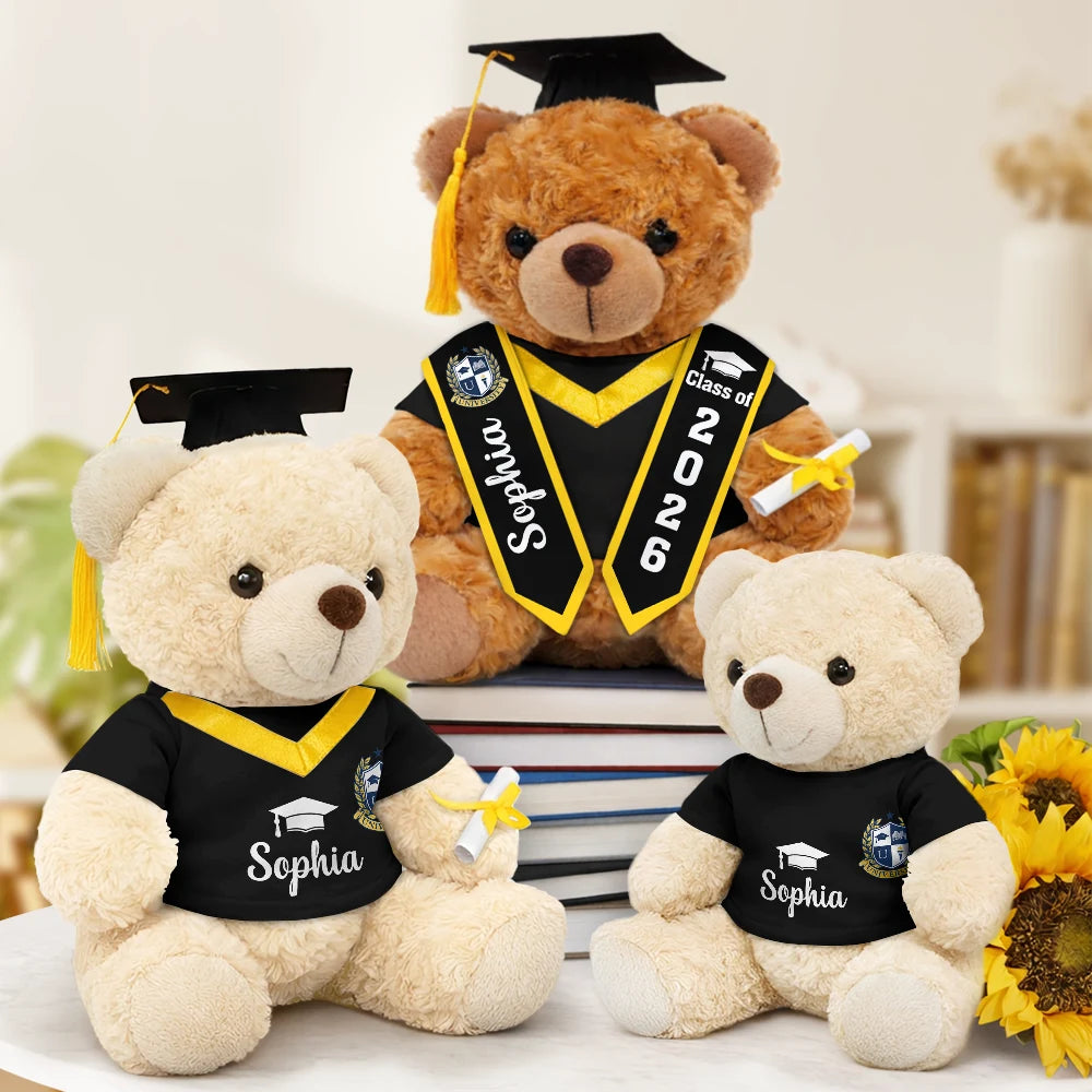 Graduation,Gift For Daughter,Dad - Daughters (Adult),Mom - Daughters (Adult),Happy,Dad - Sons,Gift For Son,Mom - Sons - Custom Photo Congratulations Graduates - Personalized Teddy Bear