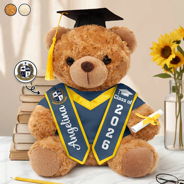 Graduation,Gift For Daughter,Dad - Daughters (Adult),Mom - Daughters (Adult),Happy,Dad - Sons,Gift For Son,Mom - Sons - Custom Photo Congratulations Graduates - Personalized Teddy Bear