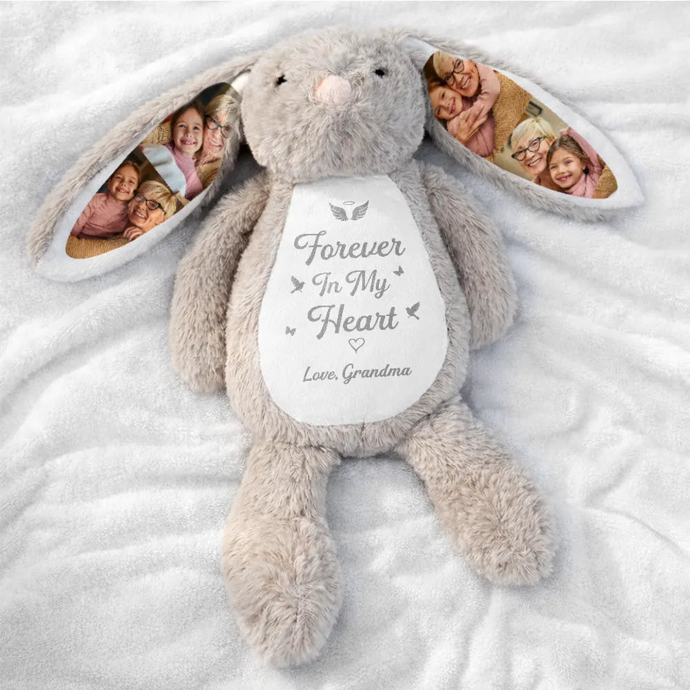 Art Design,Sentimental,Gift For Kids,Memorial,Photo Collage - Custom Photo Cuddle From Heaven Memorial Keepsake - Personalized Soft Toy Bunny