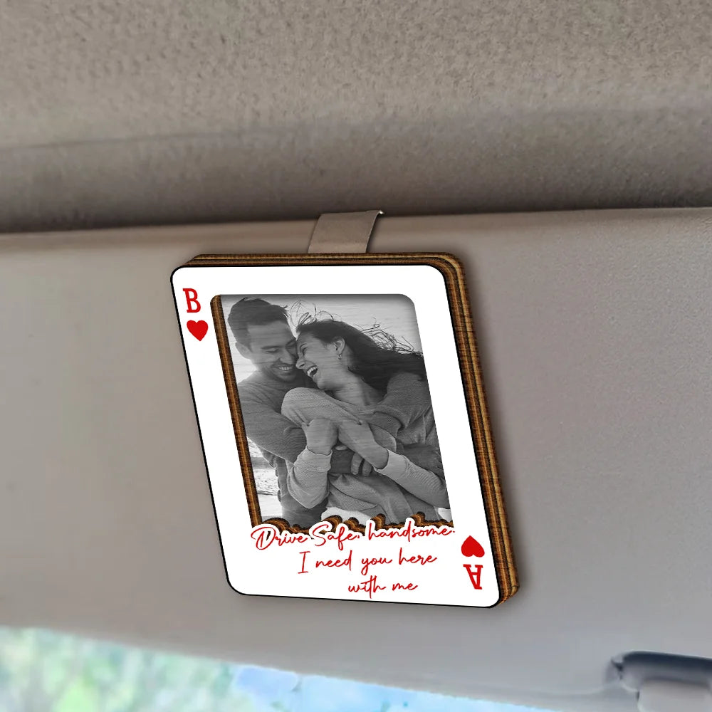 Custom Photo Drive Safe Handsome Playing Card - Personalized Custom Shaped Car Visor Clip