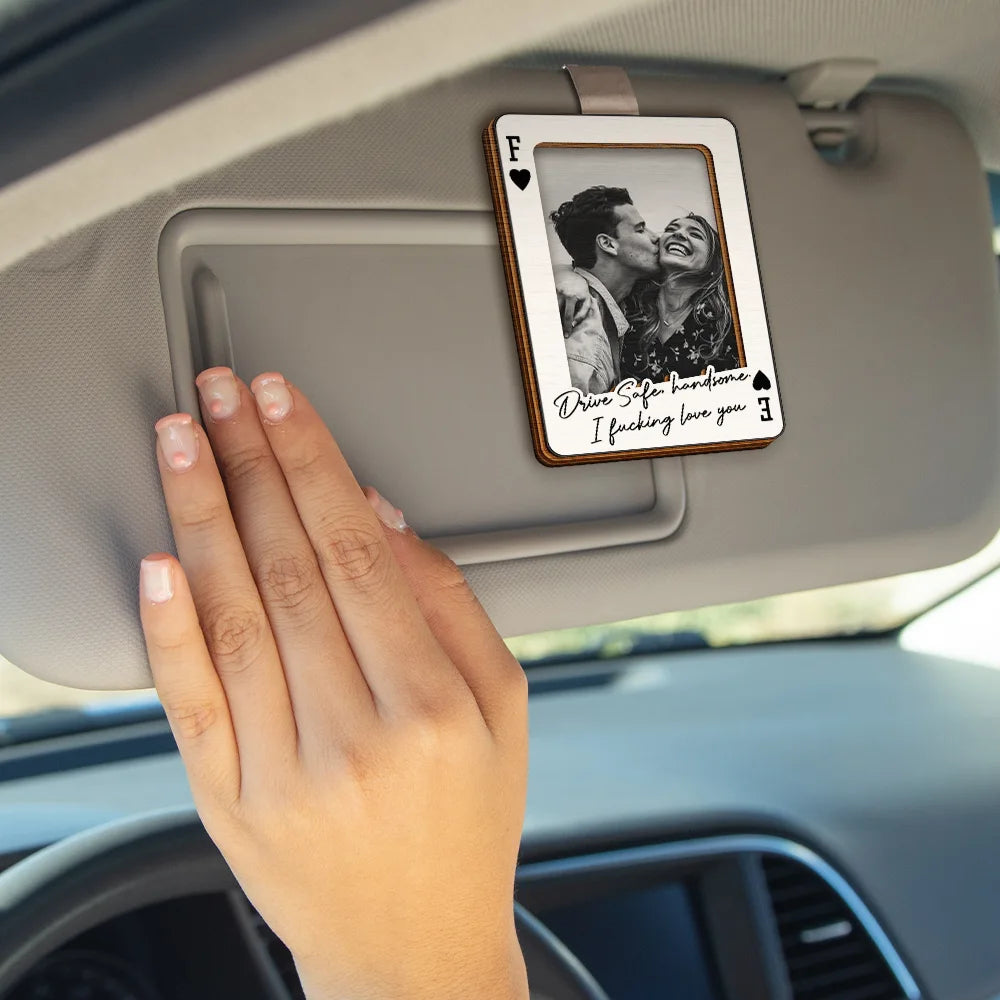 Custom Photo Drive Safe Handsome Playing Card - Personalized Custom Shaped Car Visor Clip