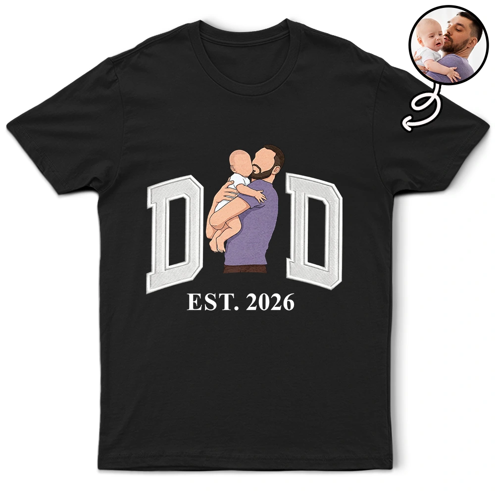 Custom Photo,Gift For Father,Happy,Non-Eng,Photo - Faceless Portrait - Custom Photo Faceless Portrait Dad Grandpa Est - Personalized T Shirt