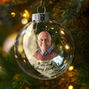 Custom Photo Feathers Appear When Dad Is Near - Personalized Glass Bauble Ornament