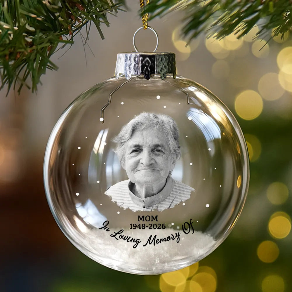 Custom Photo Feathers Appear When Dad Is Near - Personalized Glass Bauble Ornament