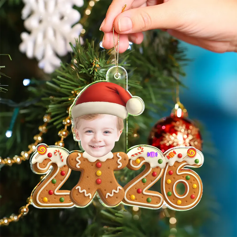 Custom Photo Gingerbread Funny Baby First Christmas - Personalized Custom Shaped Acrylic Ornament