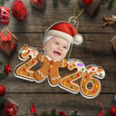 Custom Photo Gingerbread Funny Baby First Christmas - Personalized Custom Shaped Acrylic Ornament