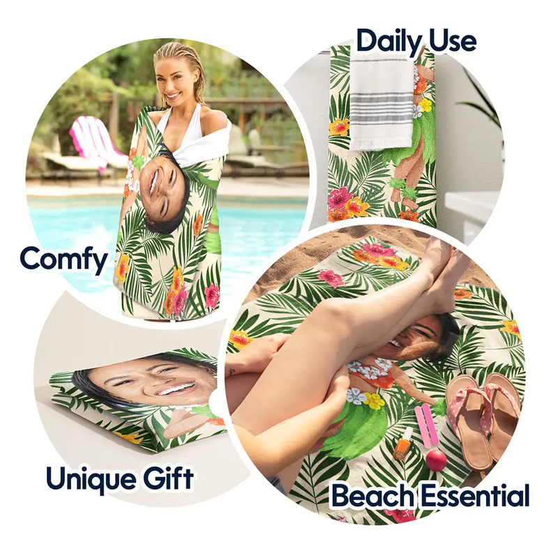 Custom Photo Hula Dancing - Personalized Beach Towel