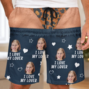 Gift For Husband,Humorous,Custom Photo,Gift For Couples,Cut-Face Photo - Custom Photo I Love My Wife Funny Butt Illusion Gift For Husband Boy Friend - Personalized Casual Shorts