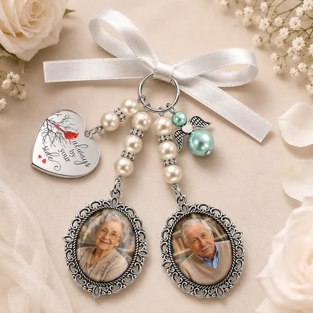 Sentimental,Custom Photo,Family,Wedding,Upload Full Photo - Custom Photo I'm Always With You Cardinal Bird - Personalized Photo Bouquet Charm