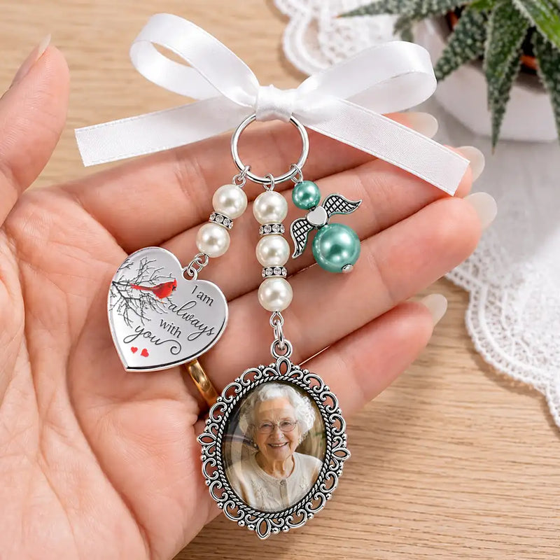 Sentimental,Custom Photo,Family,Wedding,Upload Full Photo - Custom Photo I'm Always With You Cardinal Bird - Personalized Photo Bouquet Charm