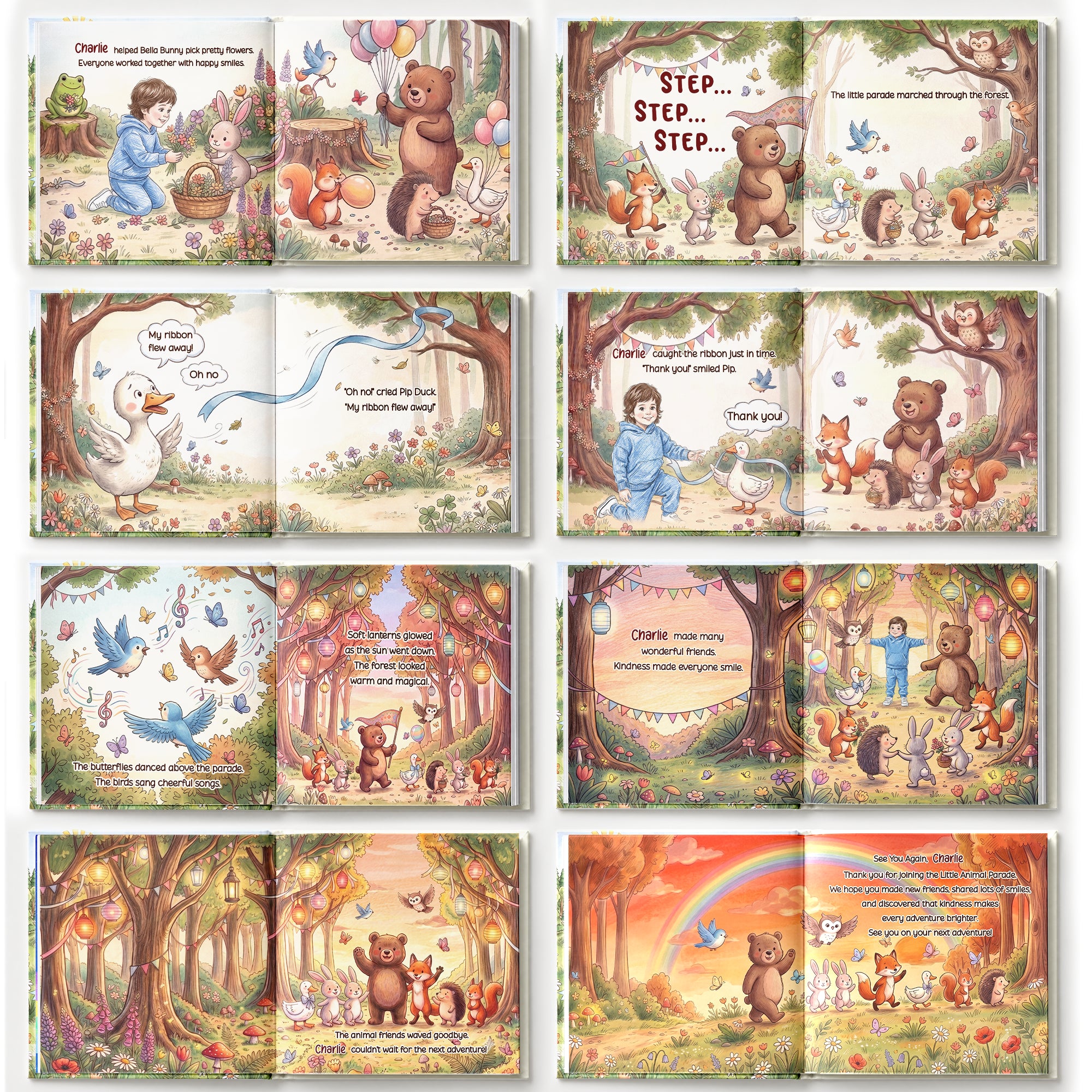 Custom Photo Kid's Adventure Little Animal Parade Colored Sketch - Personalized Story Picture Book