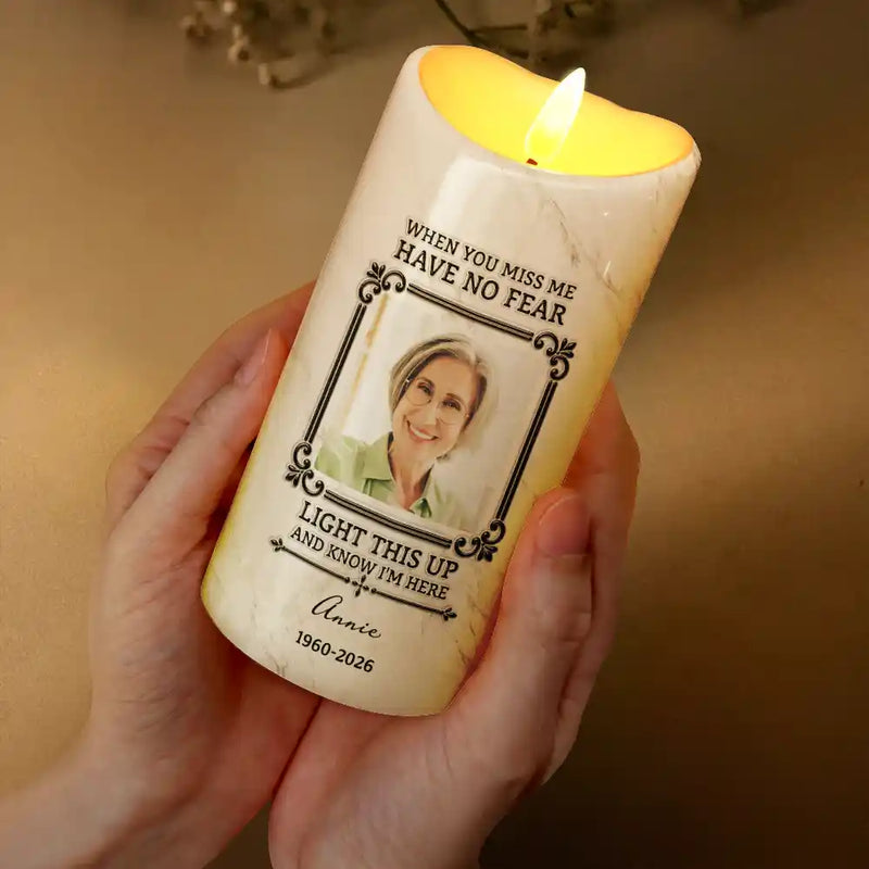 Memorial Loved One,Christmas,Custom Photo,Sympathetic,Family,Memorial,Upload Full Photo - Custom Photo Memorial I'm Always With You - Personalized Flameless LED Candle