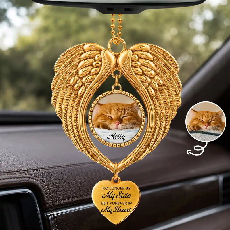 Sentimental,Christmas,Custom Photo,Pet Lovers,Memorial,Upload Full Photo - Custom Photo Memorial Pet I Will Carry You With Me - Personalized Angel Wings Photo Ornament