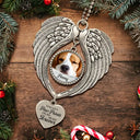 Sentimental,Christmas,Custom Photo,Pet Lovers,Memorial,Upload Full Photo - Custom Photo Memorial Pet I Will Carry You With Me - Personalized Angel Wings Photo Ornament