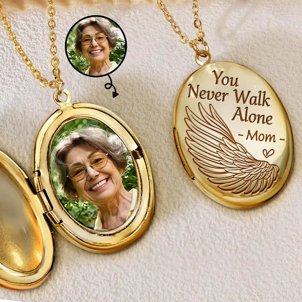 Custom Photo Memorial You Never Walk Alone - Personalized Locket Necklace