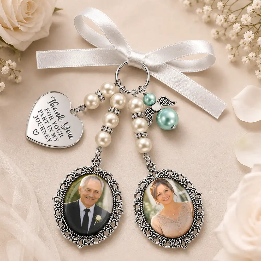 Sentimental,Custom Photo,Family,Wedding,Upload Full Photo - Custom Photo Missing You As I Walk Down The Aisle - Personalized Photo Bouquet Charm