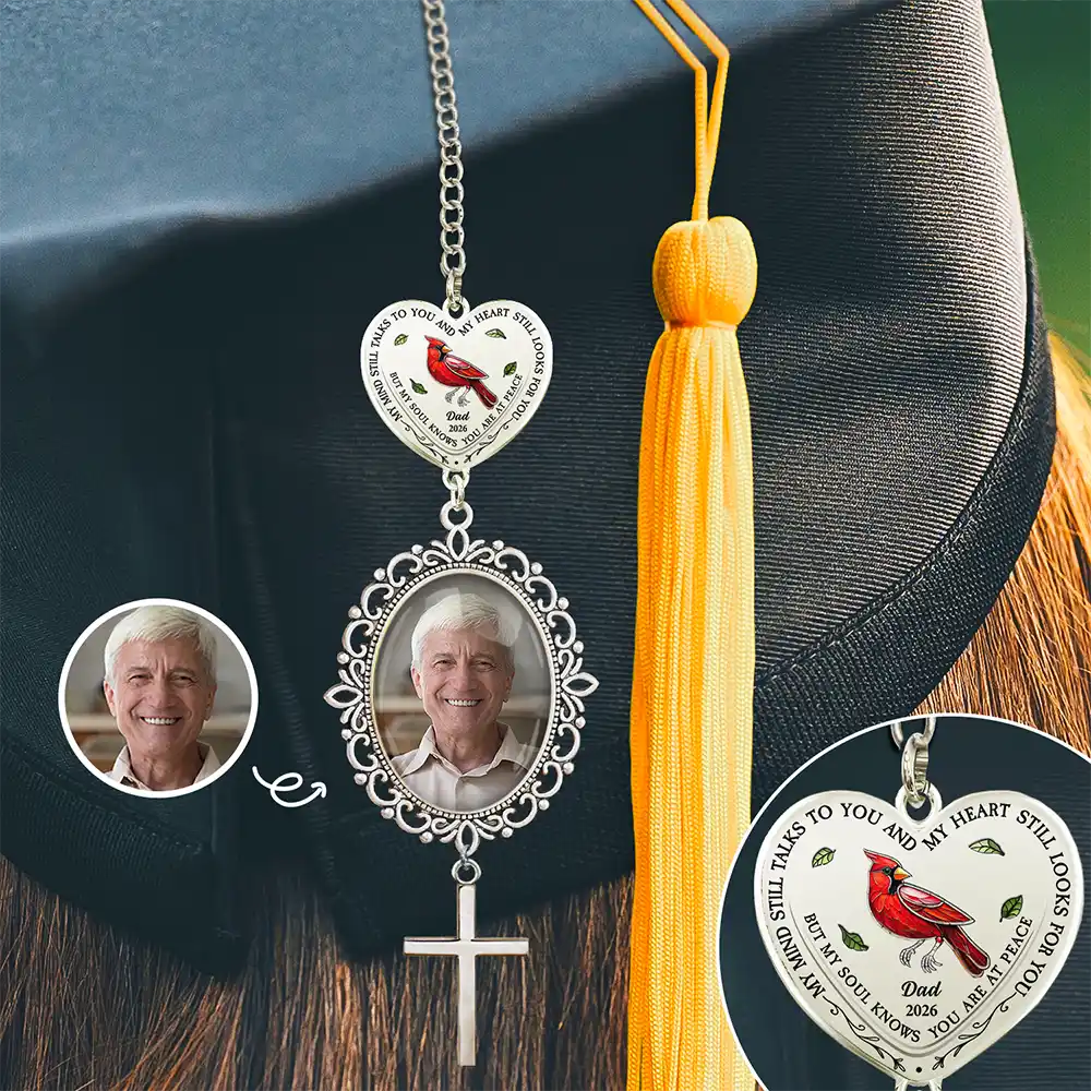 Vector,Photo,Graduation,Memorial,Gift For Yourself,Gift For Daughter,Gift For Son,Sad - Custom Photo My Soul Knows That You Are At Peace - Personalized Graduation Tassel Charm