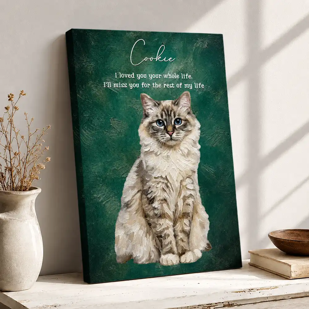 Art Design, Healing, Pet Lovers, Memorial, Photo - Oil Painting - Custom Photo Oil Painting Memorial Dog Cat Live Forever - Personalized Poster