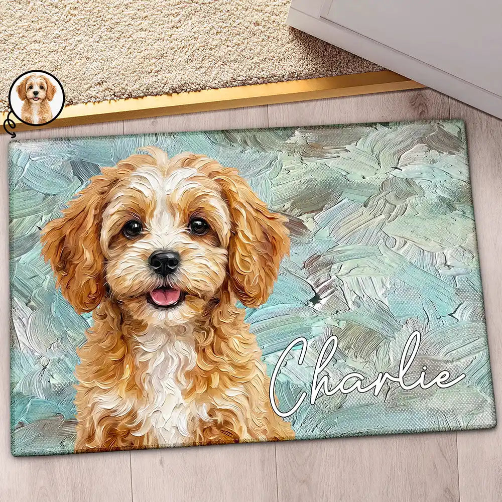 Custom Photo Oil Painting Pet Dog Cat Portrait - Personalized Doormat