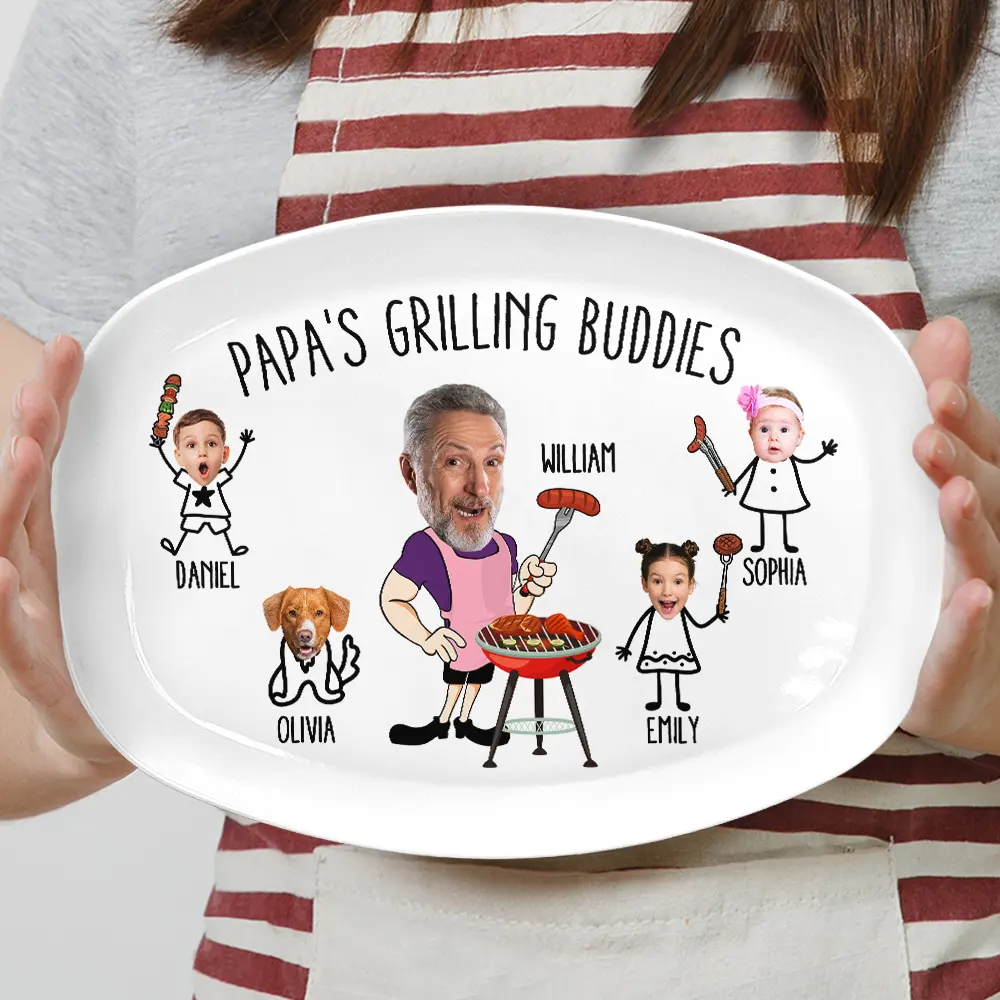 Custom Photo Papa's Grilling Plate - Personalized Plate