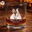 Custom Photo Pencil Sketch Best Dad Ever - Personalized Whiskey Glass