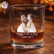 Custom Photo Pencil Sketch Best Dad Ever - Personalized Whiskey Glass