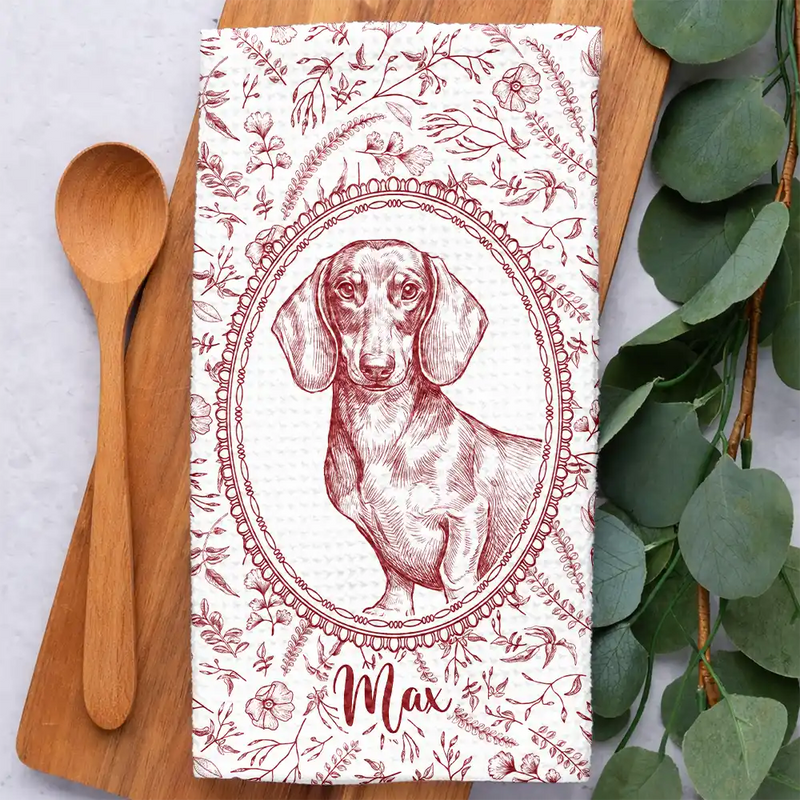Art Design,Cozy,Pet Lovers,Photo - Pencil Sketch - Remove BG - Custom Photo Pencil Sketch Dog Cat Pet Portrait Toile Remembrance - Personalized Kitchen Towel