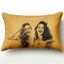 Custom Photo Pencil Sketch Family Dog Cat Portrait - Personalized Pillow