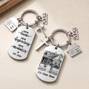Art Design,Christmas,Proud,Gift For Couples,Photo - Pencil Sketch - Remove BG (For Landscape) - Custom Photo Pencil Sketch New Home New Beginnings New Memories - Personalized Stainless Steel Keychain
