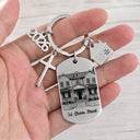 Art Design,Christmas,Proud,Gift For Couples,Photo - Pencil Sketch - Remove BG (For Landscape) - Custom Photo Pencil Sketch New Home New Beginnings New Memories - Personalized Stainless Steel Keychain