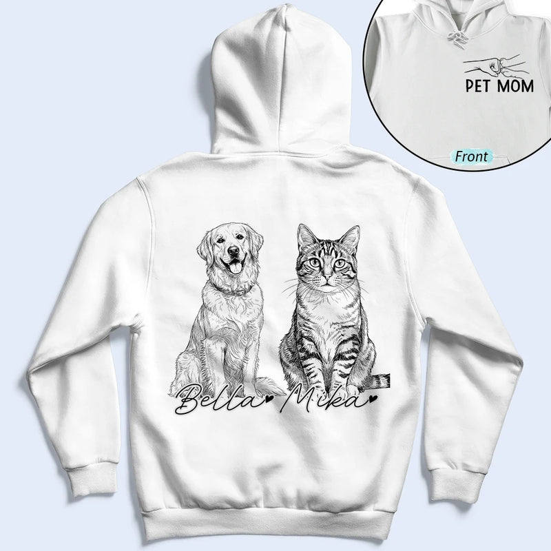 Pet Lovers,Pet Mom,Pet Dad,Cat Lovers,Cat Mom,Cat Dad,Dog Lovers,Dog Mom,Dog Dad,Non-Eng,Photo - Pencil Sketch,Adorable - Custom Photo Pencil Sketch Pet Dad Lovely Portrait - Personalized T Shirt