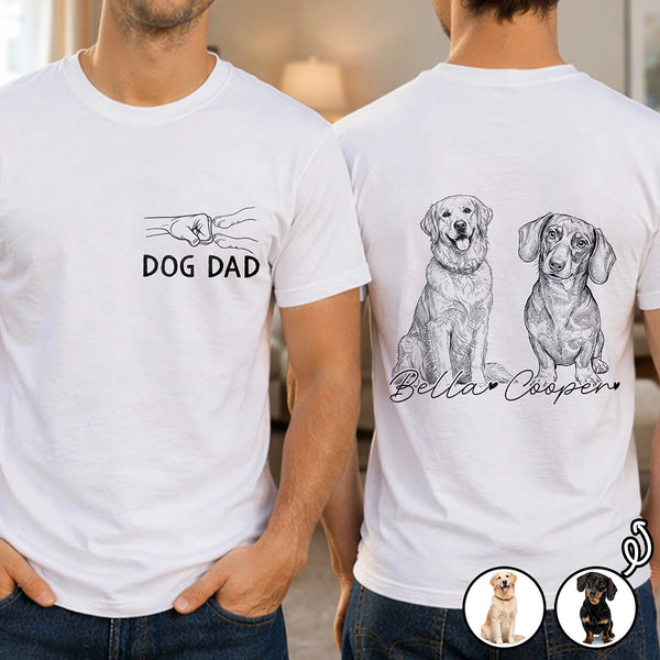 Pet Lovers,Pet Mom,Pet Dad,Cat Lovers,Cat Mom,Cat Dad,Dog Lovers,Dog Mom,Dog Dad,Non-Eng,Photo - Pencil Sketch,Adorable - Custom Photo Pencil Sketch Pet Dad Lovely Portrait - Personalized T Shirt