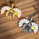 Custom Photo Pencil Sketch Portrait In Memorial Of Loved One - Personalized Hidden Message Necklace