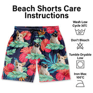 Custom Photo People And Pet Faces Couple Dog Cat - Personalized Unisex Beach Shorts
