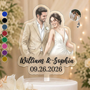 Gift For Couples, Married Couple, Custom Photo, Art Design, Wedding, Romantic, Photo - Watercolor - Remove BG - Custom Photo Realistic Watercolor Art Couples Wedding Engaged Bachelor Party - Personalized Acrylic Cake Topper