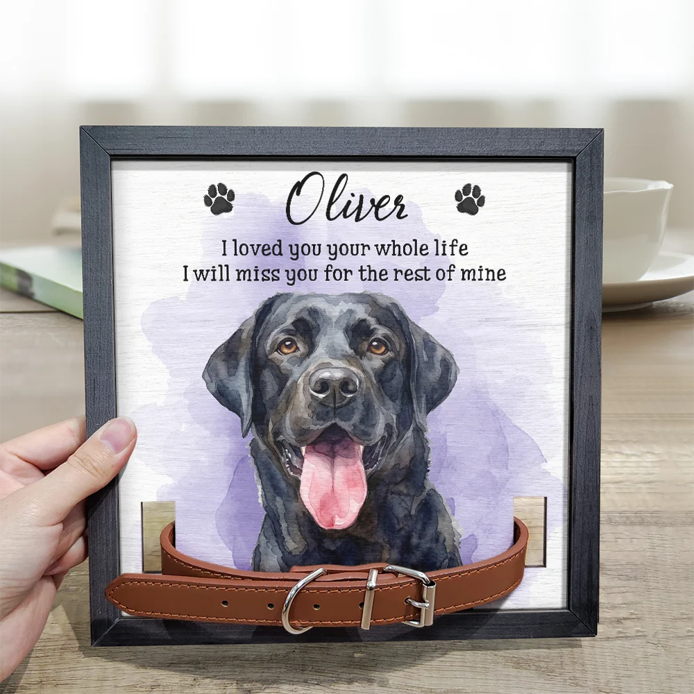 Top Market, Art Design, Sentimental, Pet Lovers, Memorial, Photo - Watercolor - Remove BG - Custom Photo Realistic Watercolor Art Dog Cat If Love Alone Could Have Kept You Here - Personalized Pet Loss Sign, Collar Frame