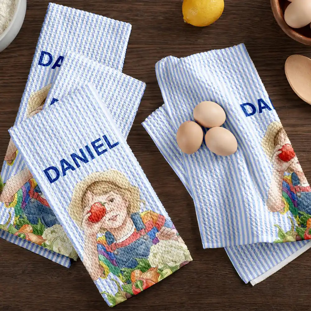 Art Design,Gift For Yourself,Gift For Women,Photo - Watercolor - Remove BG,Happy - Custom Photo Realistic Watercolor Art Grandma Mom Kid Portrait - Personalized Kitchen Towel