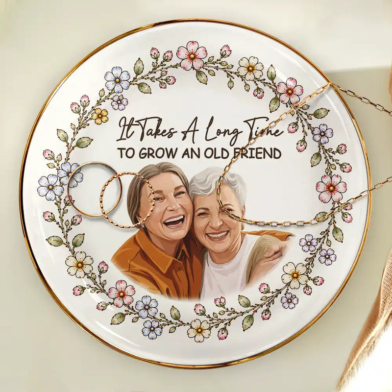 Art Design,Gift For Bestie,Photo - Semi Realistic Portrait,Happy - Custom Photo Semi Realistic Portrait Besties Forever - Personalized Ring Dish