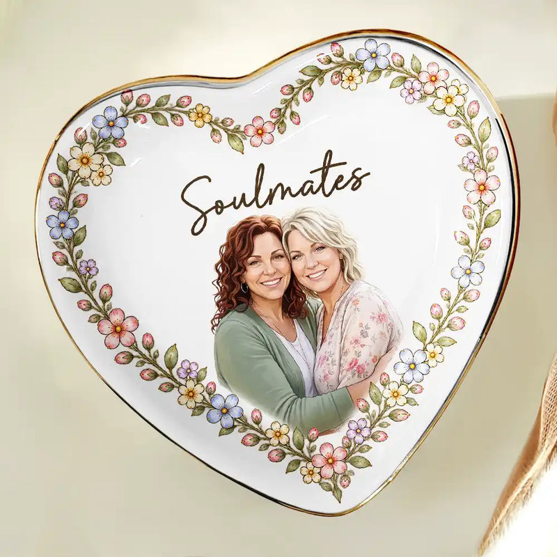 Art Design,Gift For Bestie,Photo - Semi Realistic Portrait,Happy - Custom Photo Semi Realistic Portrait Besties Forever - Personalized Ring Dish