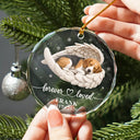 Art Design,Healing,Christmas,Pet Memorial,Pet Lovers,Memorial,Photo - Sleeping Pet Angle Wing - Custom Photo Sleeping Angel Forever Loved Memorial Dog Cat - Personalized Circle Glass Ornament