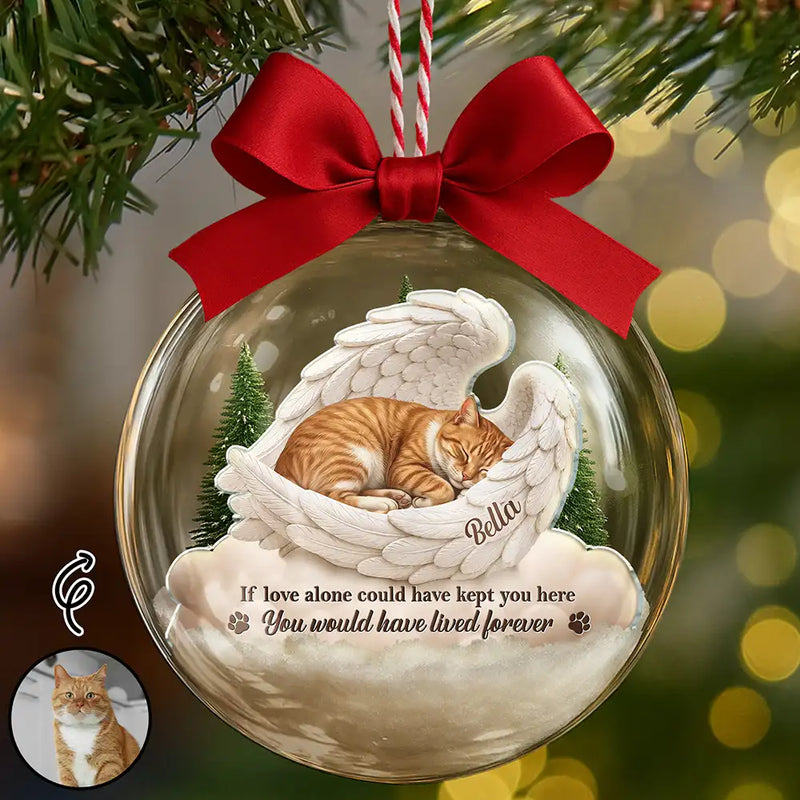 Art Design,Sentimental,Christmas,Pet Lovers,Memorial,Photo - Sleeping Dog Cat Baby - Custom Photo Sleeping Angel Your Wings Were Ready Dog Pet Lovers Memorial - Personalized 3D Acrylic Ball Ornament