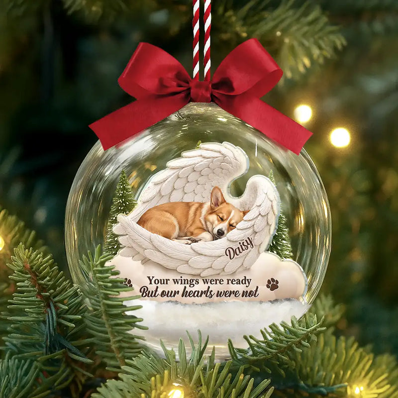 Art Design,Sentimental,Christmas,Pet Lovers,Memorial,Photo - Sleeping Dog Cat Baby - Custom Photo Sleeping Angel Your Wings Were Ready Dog Pet Lovers Memorial - Personalized 3D Acrylic Ball Ornament